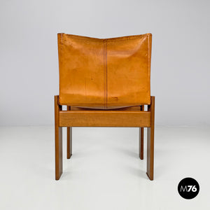 Wood and brown chair Monk by Afra and Tobia Scarpa for Molteni, 1960s