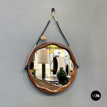 Load image into Gallery viewer, Rounded wooden wall mirror with rope, 1960s
