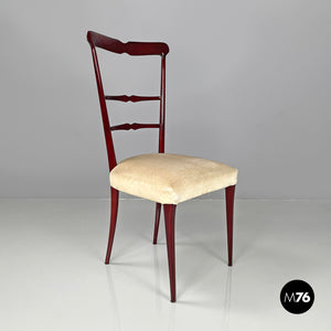 Red lacquered chairs with fabric, 1970s