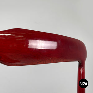 Red lacquered chairs with fabric, 1970s