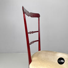 Load image into Gallery viewer, Red lacquered chairs with fabric, 1970s
