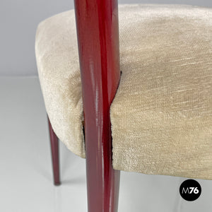Red lacquered chairs with fabric, 1970s