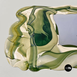 Green and white resin mirror by Gaetano Pesce for Fish Design, 1980s