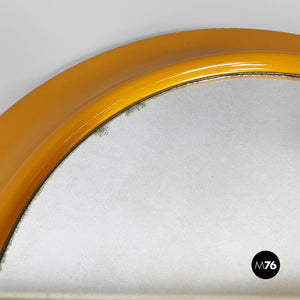 Round yellow ocher plastic mirror, 1980s