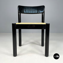 Load image into Gallery viewer, Straw and black wood chair, 1970s
