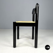 Load image into Gallery viewer, Straw and black wood chair, 1970s
