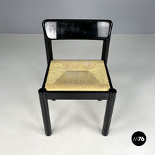 Load image into Gallery viewer, Straw and black wood chair, 1970s
