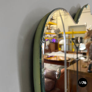 Shield-shaped wall mirror with decorations, 1940s