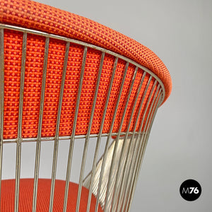 Metal and red fabric chairs by Warren Platner for Knoll, 1970s