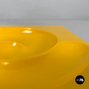 Yellow and black plastic Spiros ashtray by Eleonore Peduzzi Riva for Artemide, 1970s