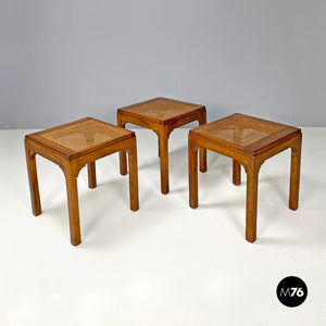 Stools in wood and Vienna straw, 1960s