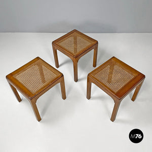 Stools in wood and Vienna straw, 1960s