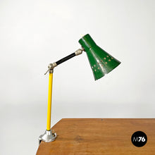 Load image into Gallery viewer, Green clamp table Lamp with star holes, 1950s
