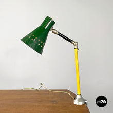 Load image into Gallery viewer, Green clamp table Lamp with star holes, 1950s
