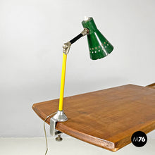 Load image into Gallery viewer, Green clamp table Lamp with star holes, 1950s
