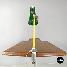 Load image into Gallery viewer, Green clamp table Lamp with star holes, 1950s
