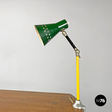 Load image into Gallery viewer, Green clamp table Lamp with star holes, 1950s
