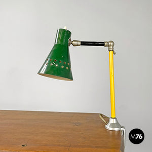 Green clamp table Lamp with star holes, 1950s