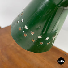 Load image into Gallery viewer, Green clamp table Lamp with star holes, 1950s
