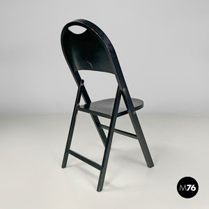 Black folding chair Tric by Achille and Pier Giacomo Castiglioni for Bonacina, 1960s