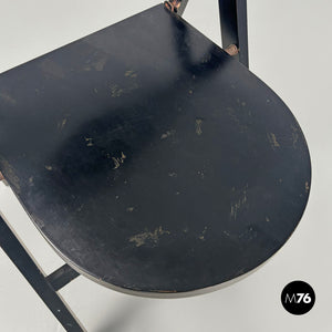 Black folding chair Tric by Achille and Pier Giacomo Castiglioni for Bonacina, 1960s