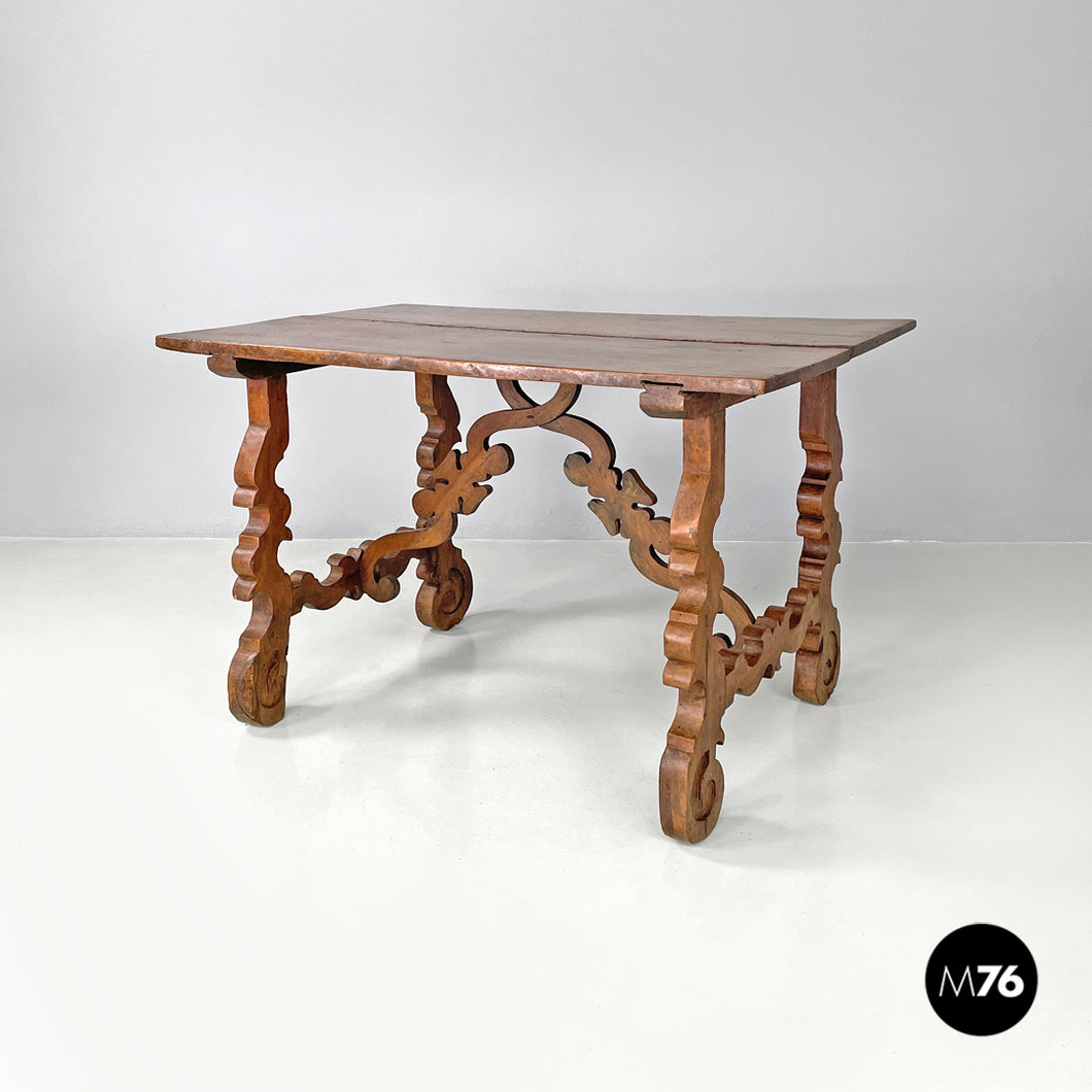 Wooden table fratino with decorated legs, 1700s