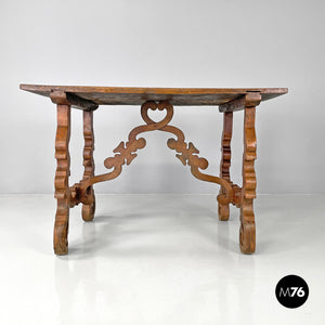 Wooden table fratino with decorated legs, 1700s