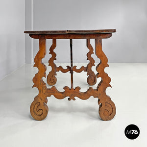 Wooden table fratino with decorated legs, 1700s