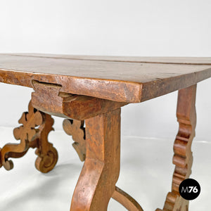 Wooden table fratino with decorated legs, 1700s