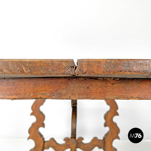 Wooden table fratino with decorated legs, 1700s