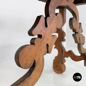 Wooden table fratino with decorated legs, 1700s