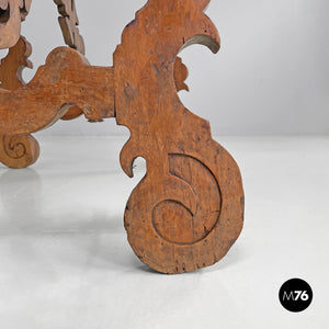 Wooden table fratino with decorated legs, 1700s