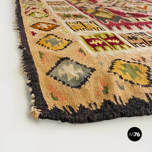 Ethnic or Caucasian multicolored short-pile rug, 1970s