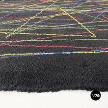 Load image into Gallery viewer, Black wool carpet with geometric pattern, 1980s
