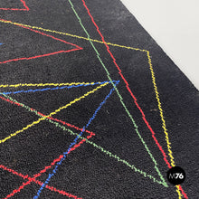 Load image into Gallery viewer, Black wool carpet with geometric pattern, 1980s
