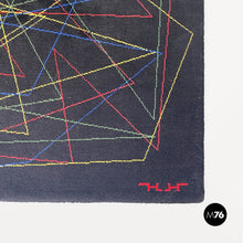 Load image into Gallery viewer, Black wool carpet with geometric pattern, 1980s
