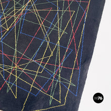 Load image into Gallery viewer, Black wool carpet with geometric pattern, 1980s
