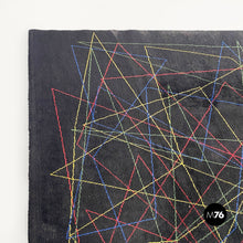 Load image into Gallery viewer, Black wool carpet with geometric pattern, 1980s
