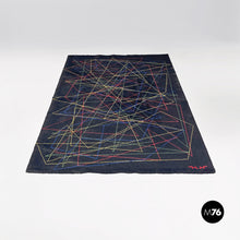 Load image into Gallery viewer, Black wool carpet with geometric pattern, 1980s

