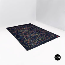 Load image into Gallery viewer, Black wool carpet with geometric pattern, 1980s
