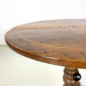 Wooden dining table with floral decoration, 1850s