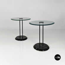 Load image into Gallery viewer, Glass and Marquinia marble round coffee tables, 1980s
