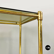 Load image into Gallery viewer, Brass and smoked glass trio of coffee tables, 1970s
