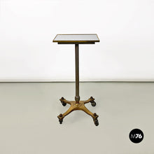 Load image into Gallery viewer, Brass and laminate pedastal or table on wheels, 1950s
