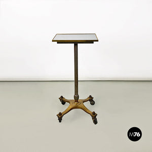 Brass and laminate pedastal or table on wheels, 1950s