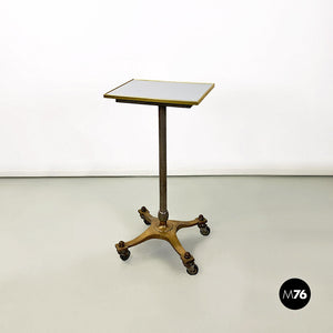 Brass and laminate pedastal or table on wheels, 1950s