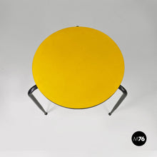 Load image into Gallery viewer, Round yellow laminate and black metal bar table, 1950s
