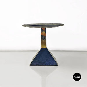 Geometric, marble, metal and brass coffee table, 1980s