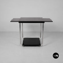 Load image into Gallery viewer, Cart in black wood, glass and steel, 1930s

