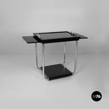 Load image into Gallery viewer, Cart in black wood, glass and steel, 1930s
